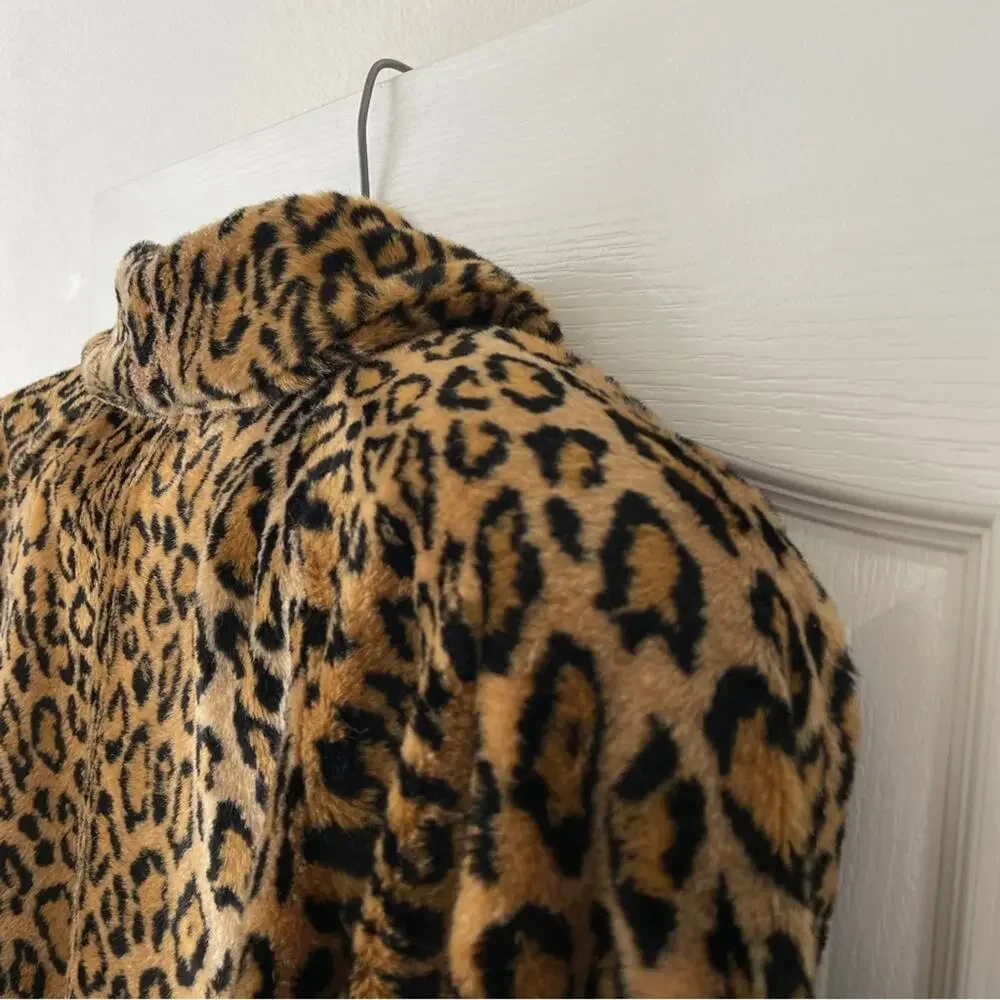 Dennis Basso Leopard Print Faux Fur Coat 1X Vintage Animal Print Mob Wife Style